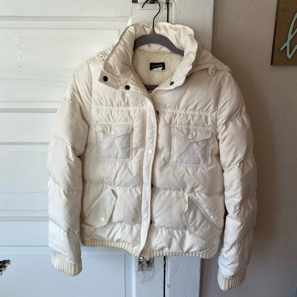 J. Crew White Puffer Jacket - Picture 1 of 7